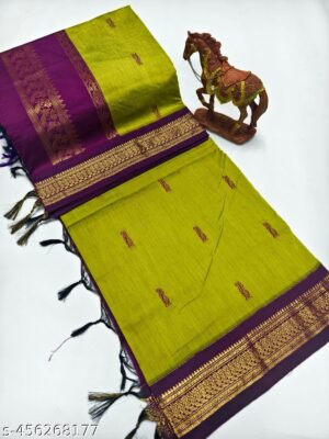 Alia manasa Green with Dark wine beauty kalyani cotton saree
