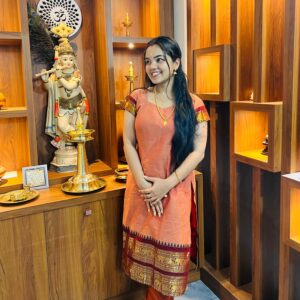 Handloom Dusty Orange And Maroon Kanchi Cotton Churidar Set (Unstiched)