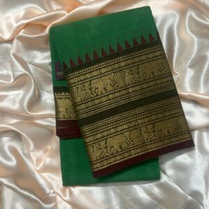 Handloom Green & Maroon Kanchi Cotton Saree