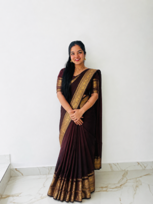 COFFEE BROWN HANDLOOM KANCHICOTTON SAREE