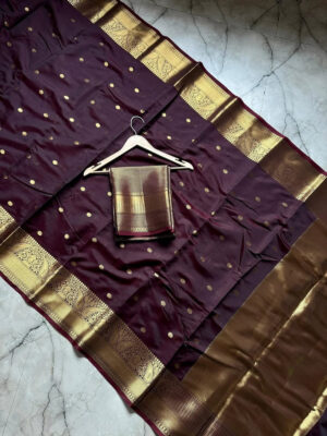 Premium Banarasi soft silk saree in a rich Coffee Brown hue