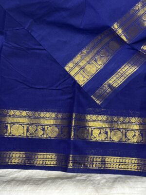 INK BLUE & GOLDEN ZARI HANDLOOM KANCHICOTTON SAREE