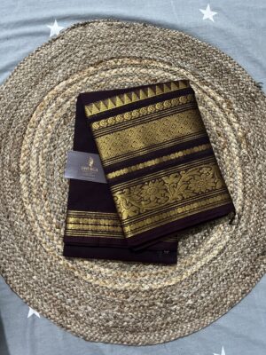COFFEE BROWN HANDLOOM KANCHICOTTON SAREE (Flower Motifs)