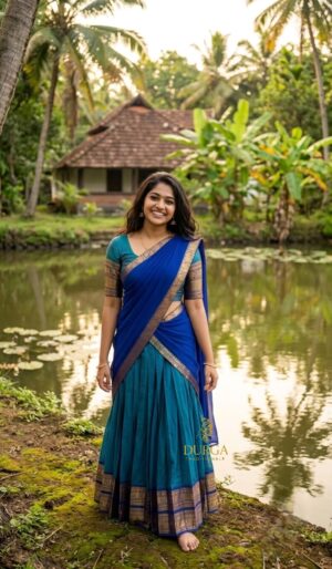 HANDLOOM BLUE & DARK BLUE KANCHICOTTON HALFSAREE