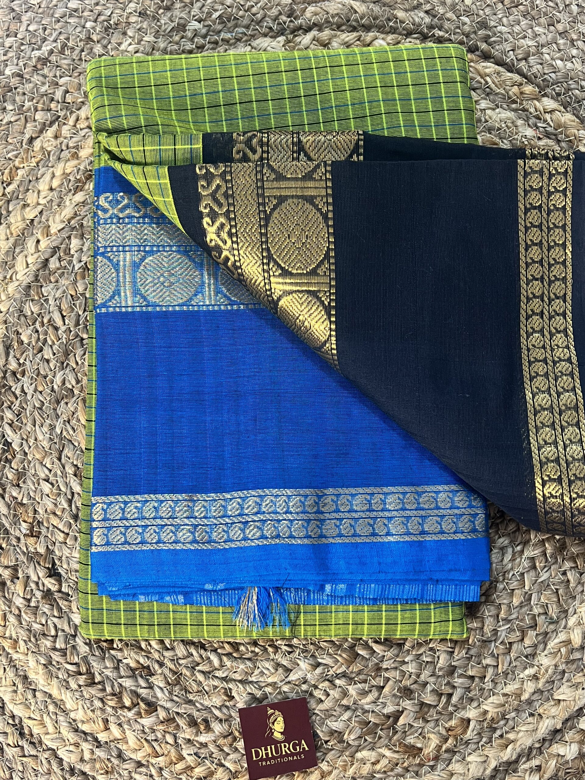 HENNA GREEN GANGA JAMUNA KANCHICOTTON PREMIUM SAREE - Image 3