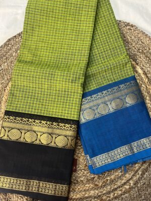 HENNA GREEN GANGA JAMUNA KANCHICOTTON PREMIUM SAREE