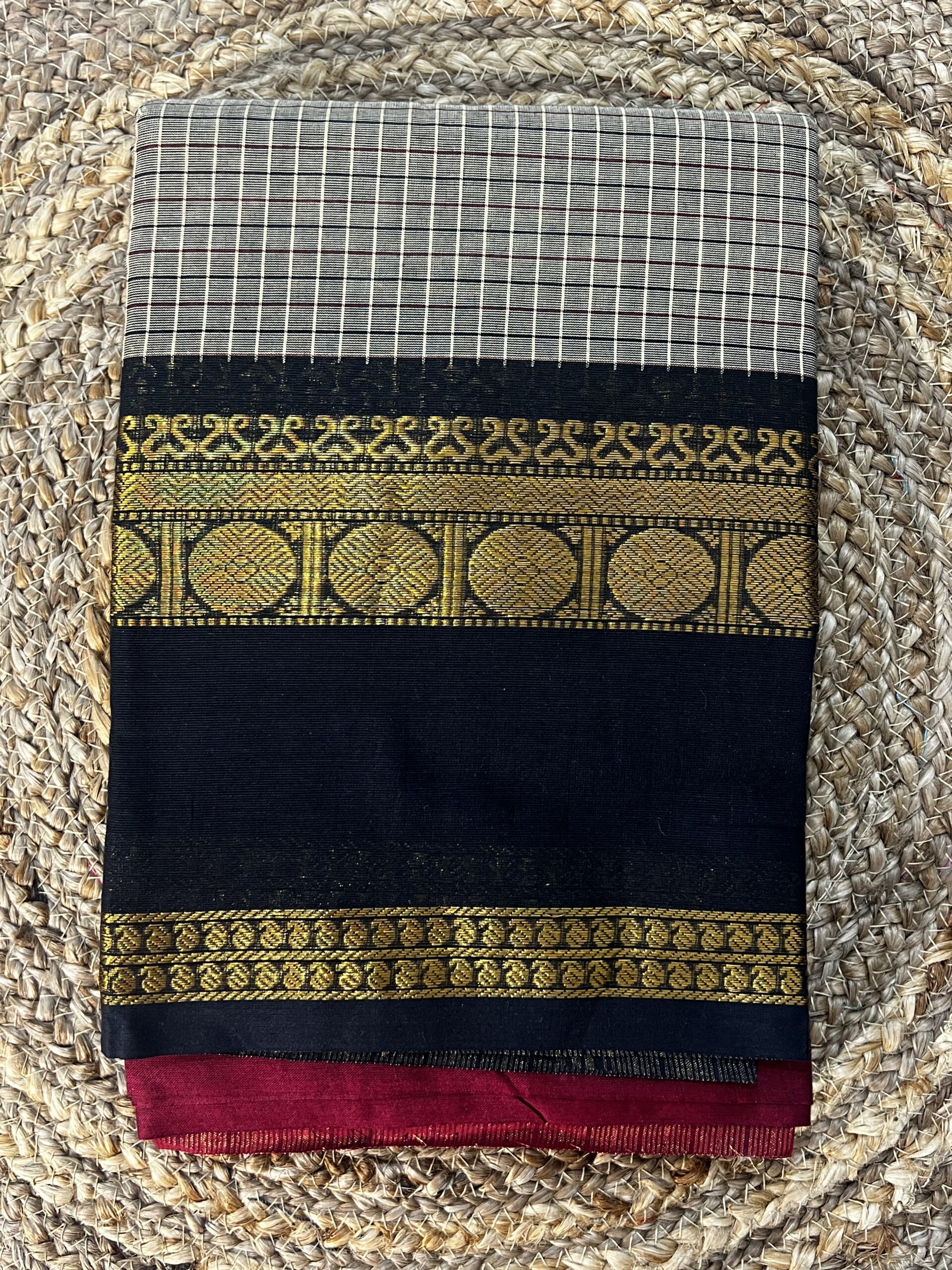 ASH GANGA JAMUNA KANCHICOTTON CHECKS SAREE - Image 4